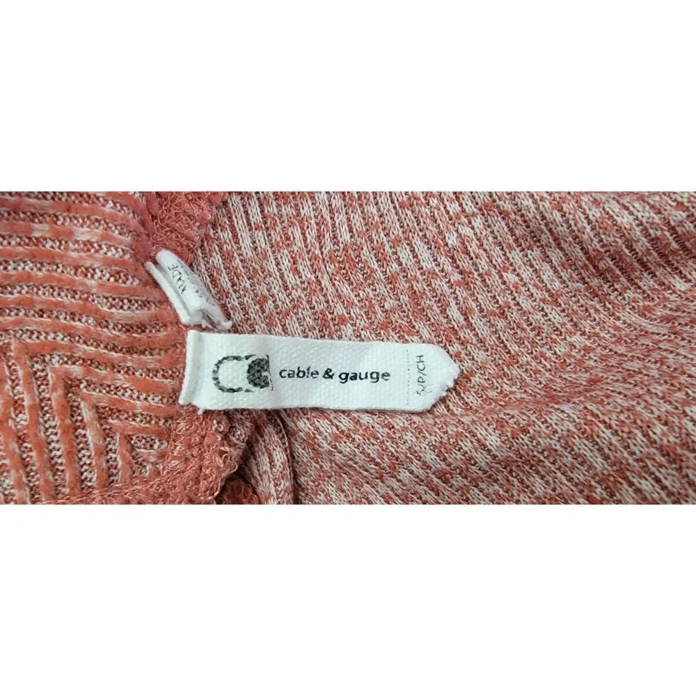 Cable & Gauge Pullover Sweater Women's Small Soft Pink Red Stretch Ribbed Knit